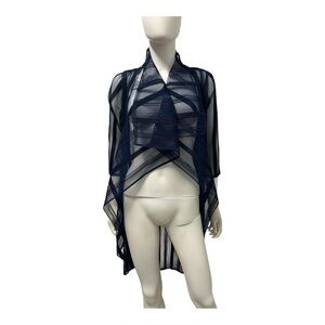 VEECA Structural Modernist Cocktail Navy Blue Women's Wrapper Top Jacket S/M